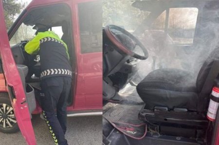 Avtomobildəki yanğını söndürməyə çalışan polis yandı - FOTO