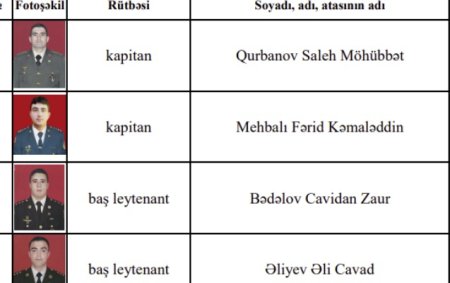 Şəhidlərimizin adları açıqlandı - Siyahı