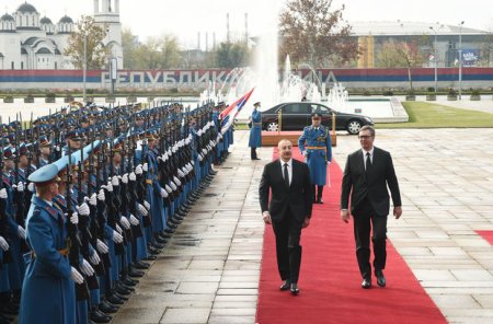 Azərbaycan Prezidenti İlham Əliyevin Belqradda rəsmi qarşılanma mərasimi olub - YENİLƏNİB + FOTO